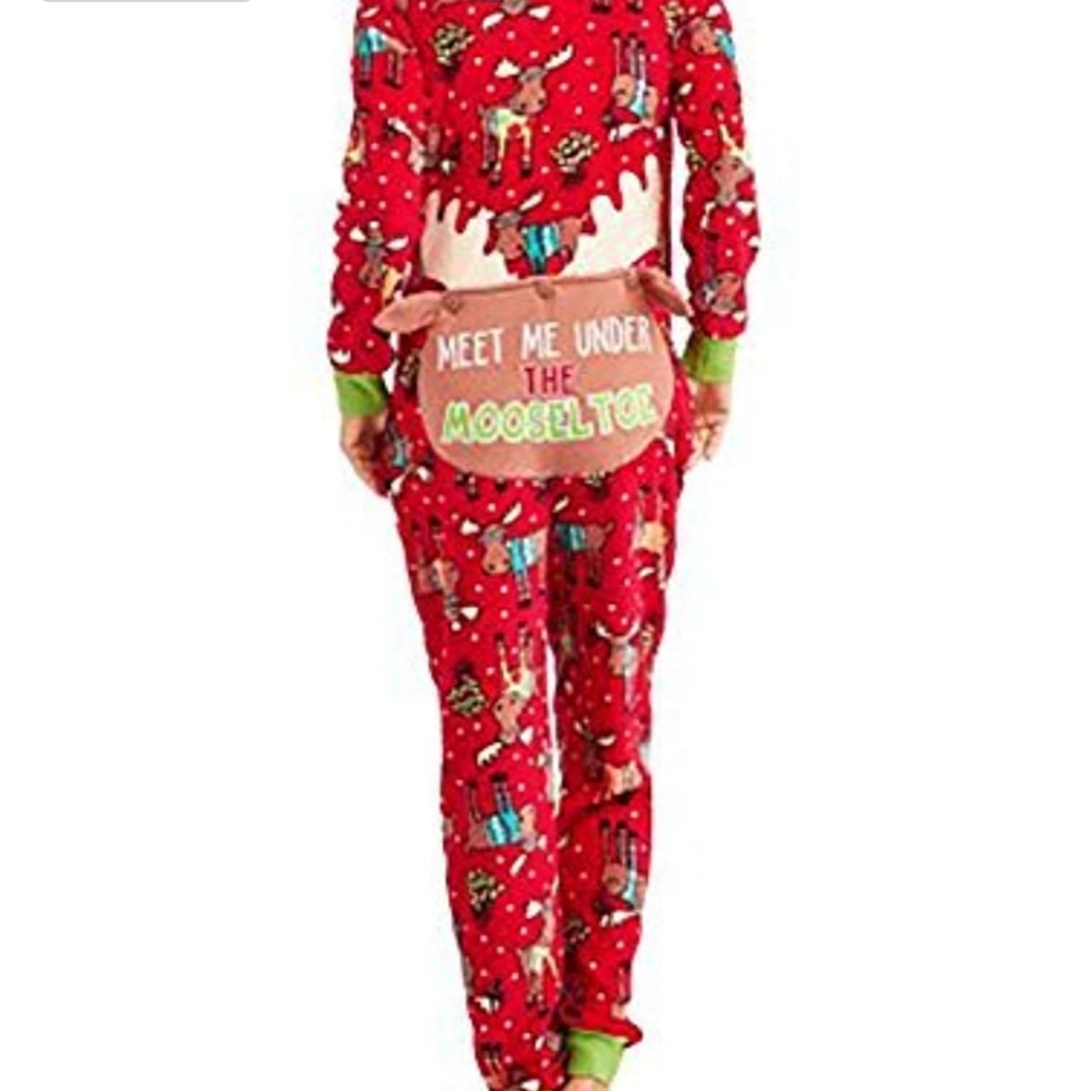 Secret Treasures Medium Christmas Moose Onesie Pajamas